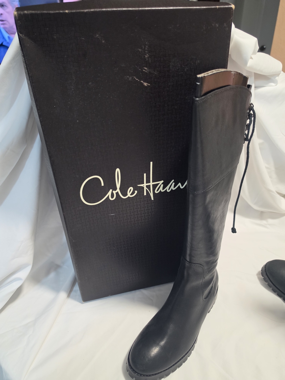 Cole Haan Tall Black Leather Riding Boots